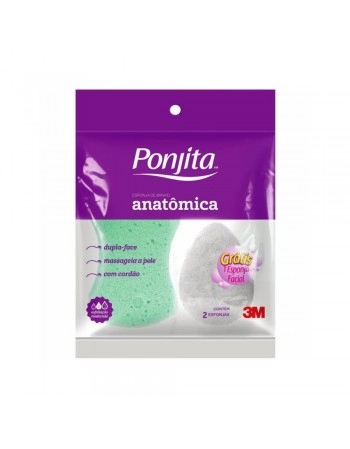 ESPONJA BANHO DUPLA FACE ANATÔMICA + ESPONJA FACIAL/ HB004464663