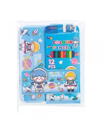 KIT ESCOLAR COLORIR COM ESTOJO METALICO SORT./SCB16