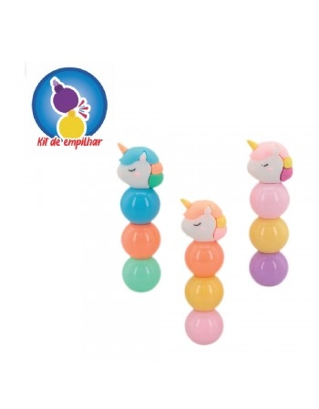 DISPLAY C/24 CANETAS MARCA-TEXTO UNICORNIOS DE EMPILHAR/SCB40