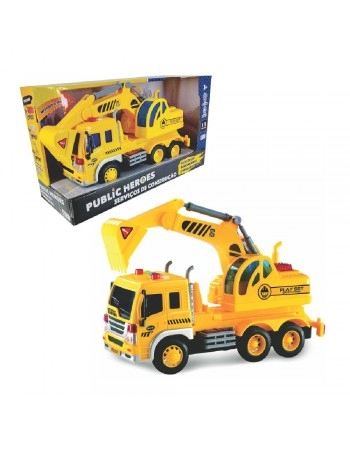 CAMINHÃO ESCAVADEIRA C/LUZ, SOM E FRICÇÃO 1:16/637