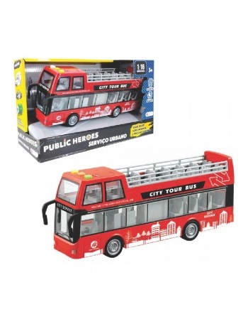 ÔNIBUS DE TURISMO DOIS ANDARES C/LUZ E SOM E FRICÇÃO 1:16/766