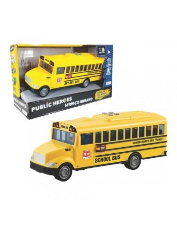 ÔNIBUS ESCOLAR AMERICANO C/LUZ E SOM E FRICÇÃO 1:16/765