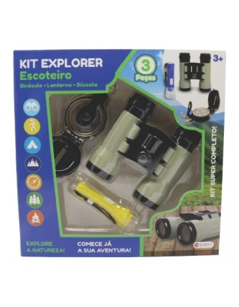 KIT EXPLORER ESCOTEIRO 3 PEÇAS - BINÓCULO, LANTERNA E BÚSSOLA/1358