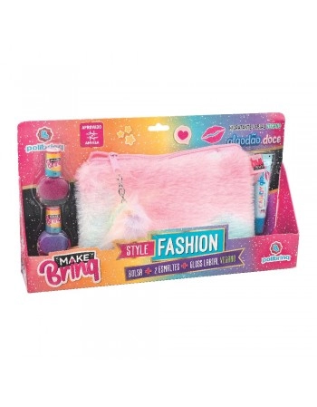 STYLE FASHIONBOLSA PLUSH COM ESMALTE, GLOSS LABIAL, SET DE SOMBRA E BLUSH/MK104