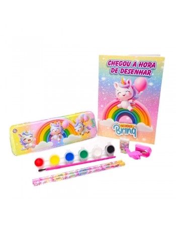 KIT ESCOLAR GUACHE COM ESTOJO METÁLICO / SCB89