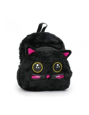 MOCHILA PELÚCIA GATINHO PRETO / SCB116