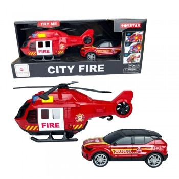 COMBO RESGATE BOMBEIRO COM LUZ E SOM 1:14 SHINY TOYS /2051