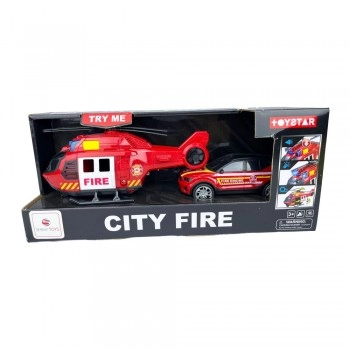 COMBO RESGATE BOMBEIRO COM LUZ E SOM 1:14 SHINY TOYS /2051